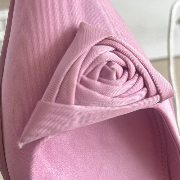 Prada Pink Kitten Heels Canvas Pleated Accents Slingback Pumps Size 6.5 - Picture 8 of 9